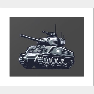 American M4 Sherman Tank: WWII Military Armor Posters and Art